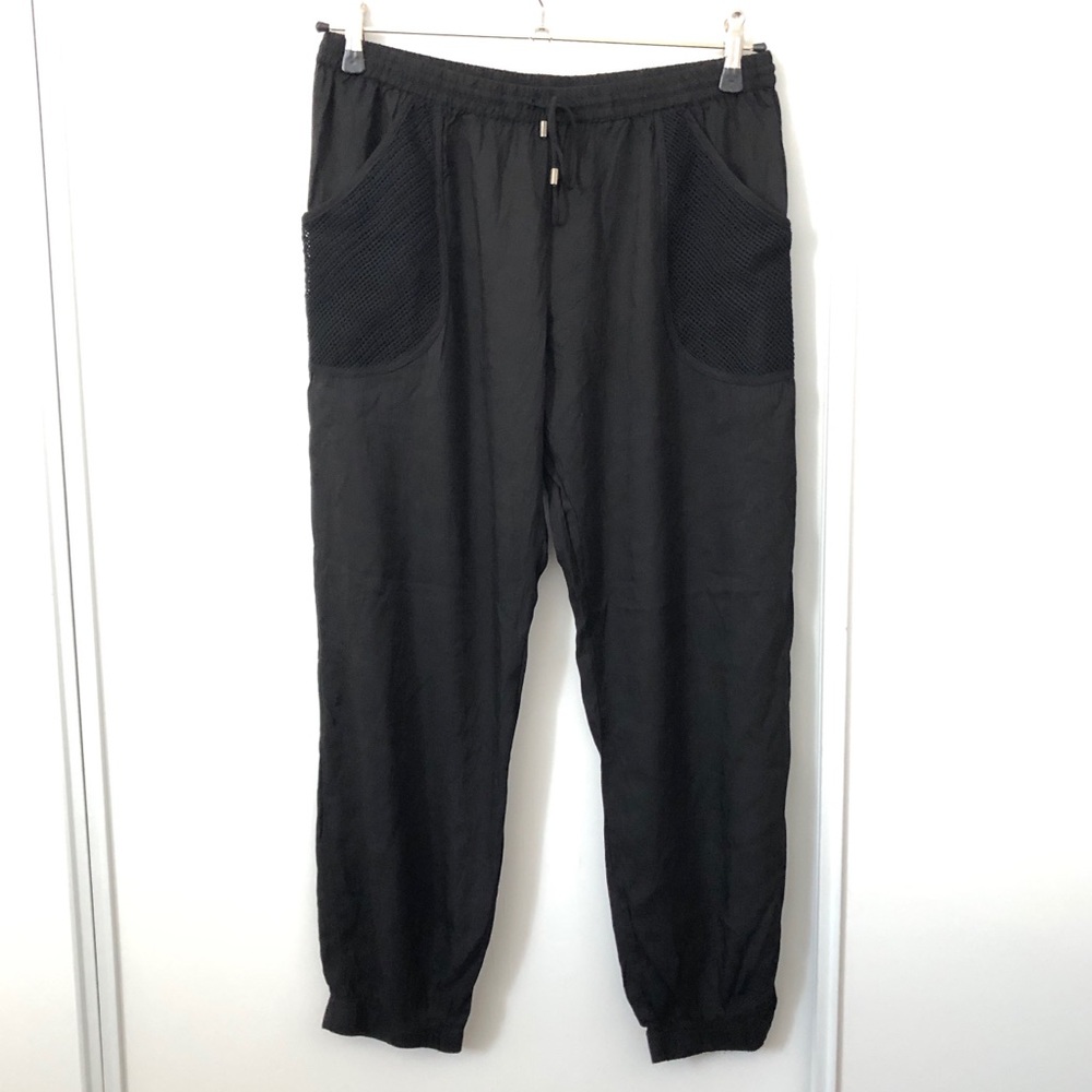 Jets Australia By Jessika Allen Black Joggers with Fishnet Pockets